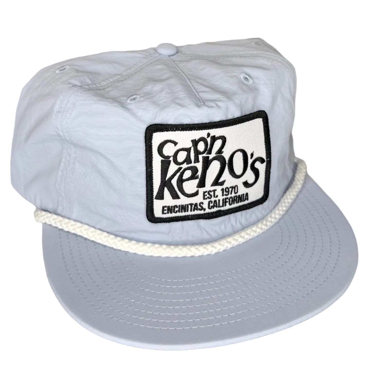 Powder Blue cap with 'Cap'n Kenzo's' logo on a light background