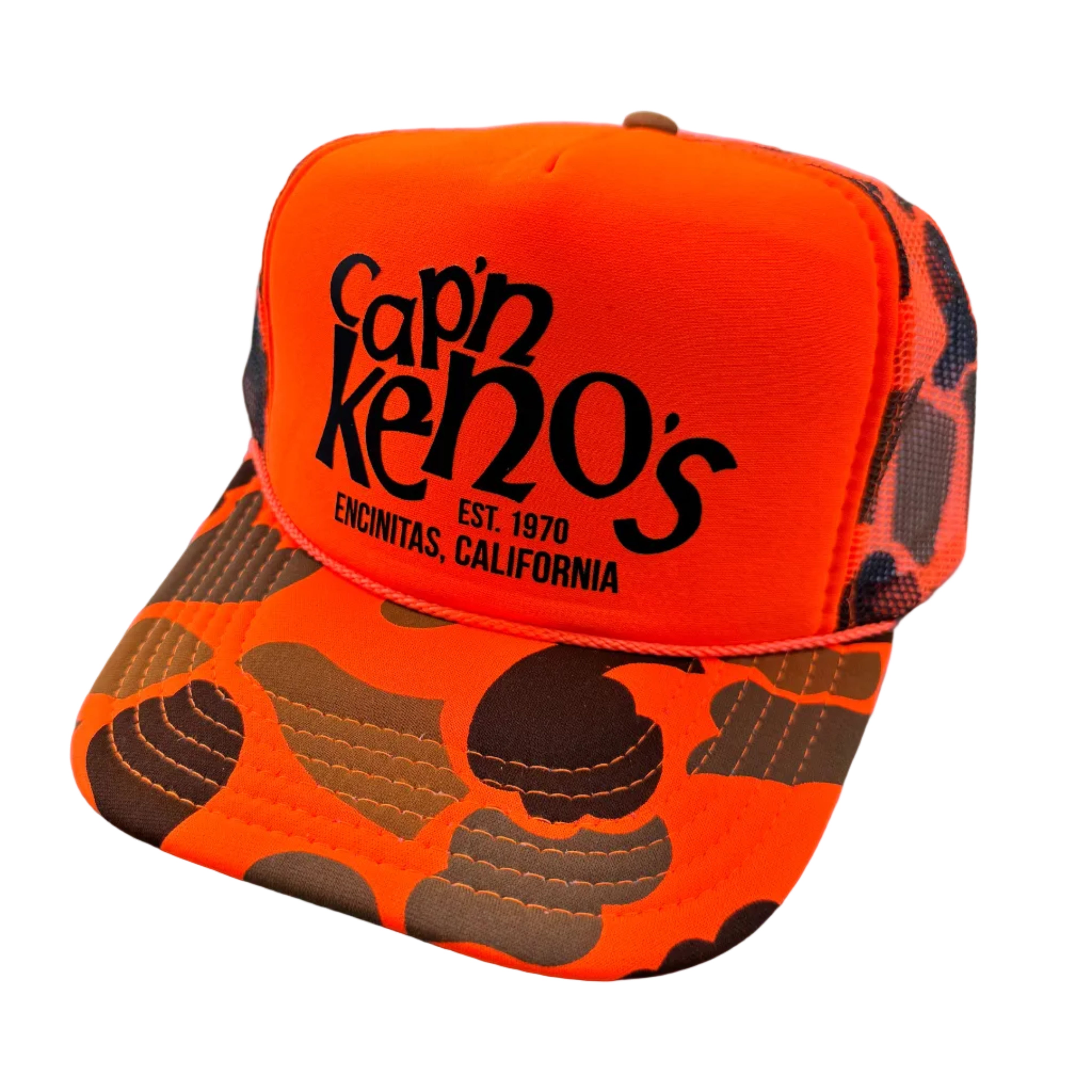 Orange Camo OG Trucker Hat – THE OFFICIAL CAP'N KENO'S MERCH STORE